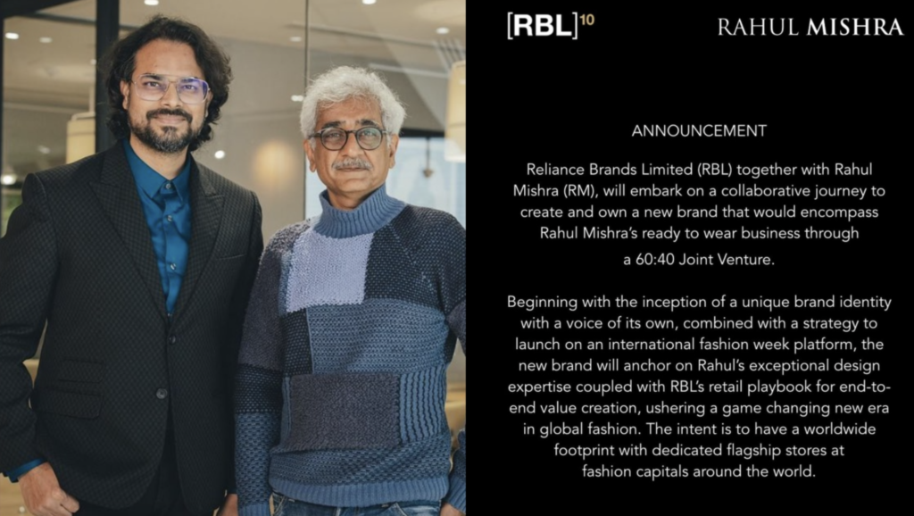 Reliance Brands and Fashion Designing Icon Rahul Mishra Introduced Luxury Label